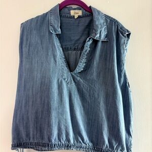Elan Chambeay Blue V-Neck Blouse